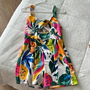 Colorful Tropical Print Romper